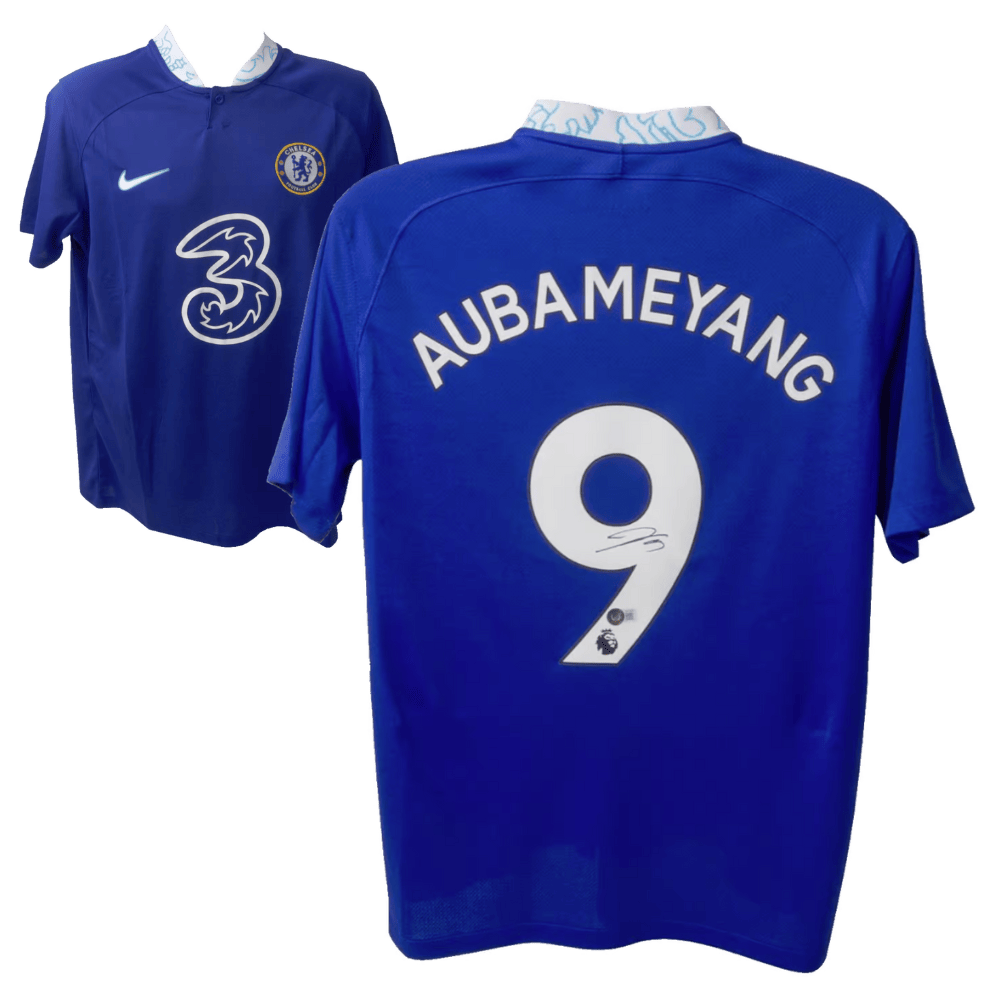 Aubameyang Signed Chelsea Home Soccer Jersey #9 – Beckett COA