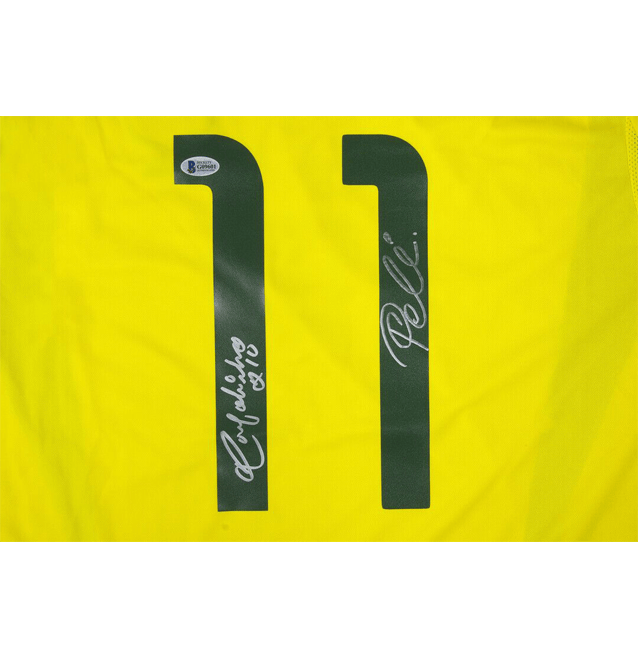 Pele & Ronaldinho Signed Team Brazil Jersey (Beckett)