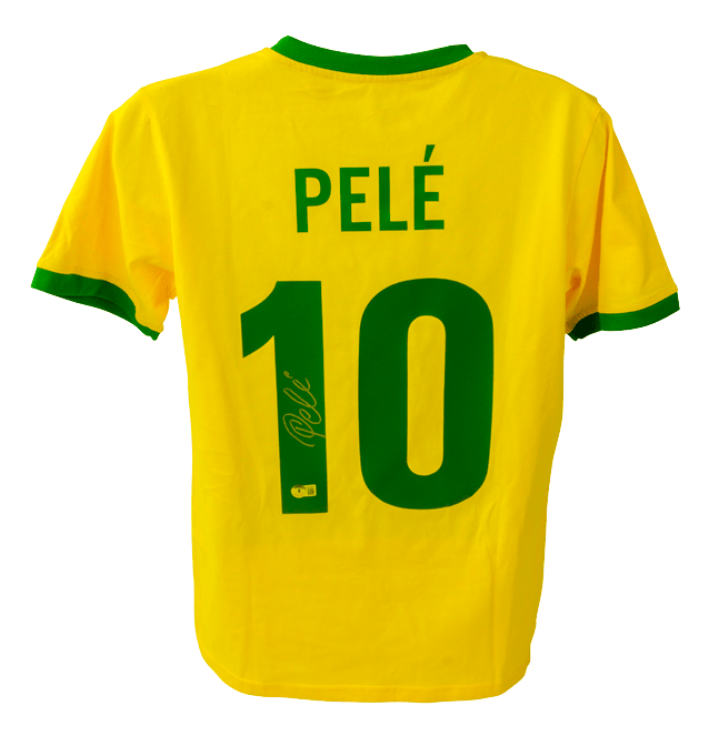 Pele Signed Vintage Short Sleeve Brazil Jersey – Beckett COA