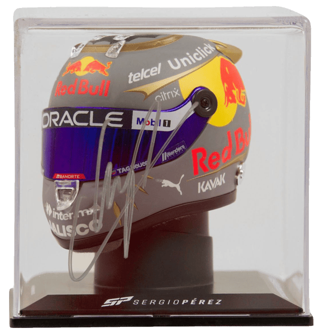 Sergio Perez Signed Mini Red Bull F1 Wakanda Forver Helmet 1:4 Scale – Beckett COA