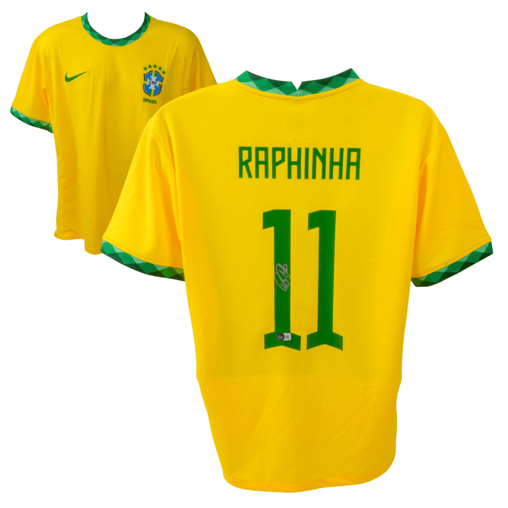 Raphinha Signed Brazil National Home Soccer Jersey #11 – Beckett COA