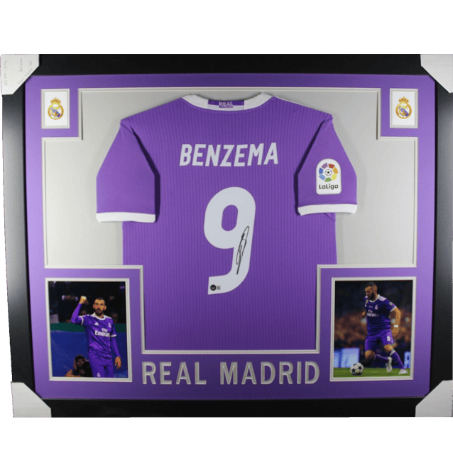 Framed Karim Benzema Signed Real Madrid Jersey – Beckett COA