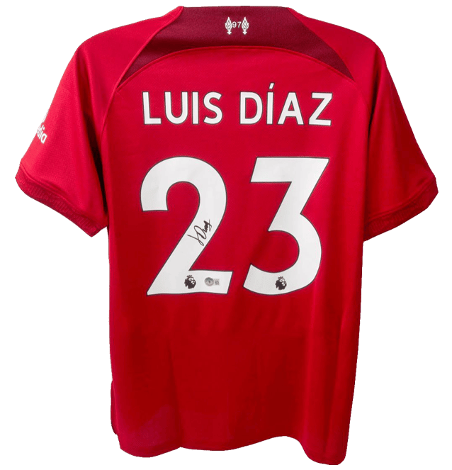 Luis Diaz Signed Liverpool Jersey Beckett Coa Mvps Authentic Signed Memorabilia 8600