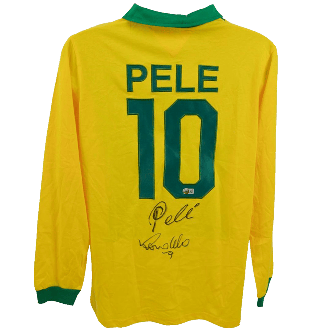 Pele & Ronaldo Nazario Signed Brazil Long Sleeved Jersey – Beckett COA