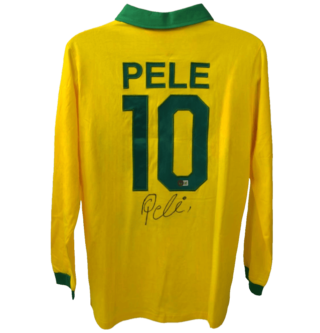 Pele Signed Long Sleeve Brazil Jersey – Beckett COA