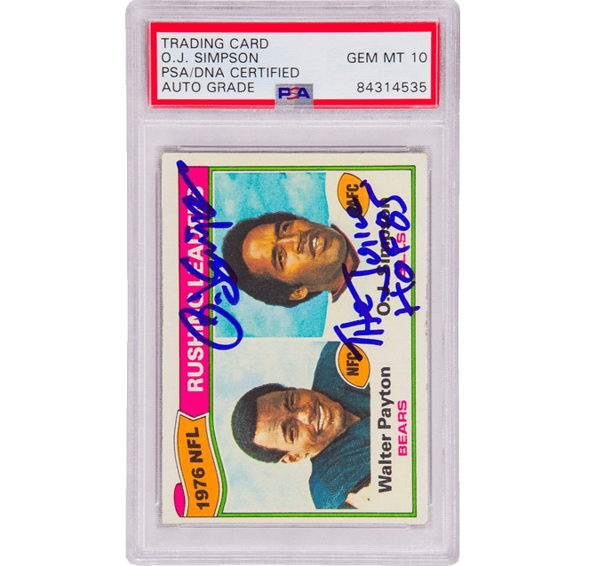 O.J. Simpson Signed 1977 Topps Inscribed “THE JUICE H.O.F 85” – PSA 10
