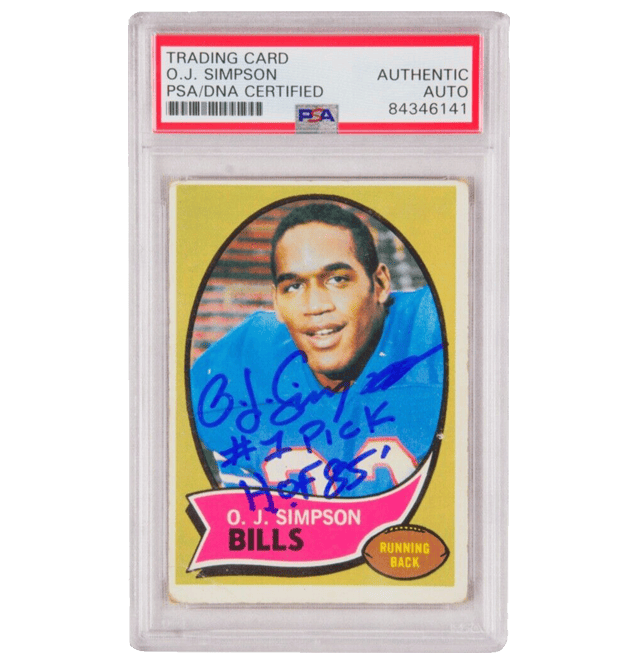 O.J Simpson Signed 1970 Topps Inscribed “#1 Pick HOF 85” – PSA AUTHENTIC