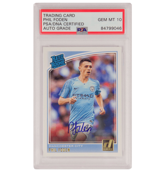 Phil Foden Signed 2018 Panini Donruss Rated Rookie – PSA 10