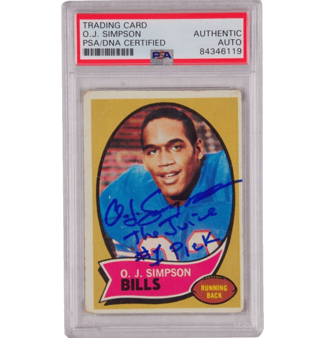 O.J Simpson Signed 1970 Topps Inscribed “The Juice #1 Pick” – PSA AUTHENTIC