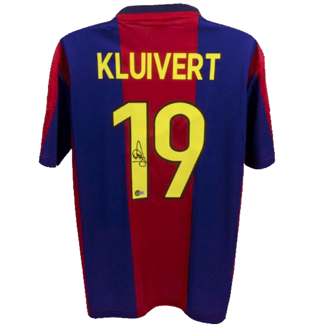 Kluivert Signed Barcelona Jersey – Beckett COA