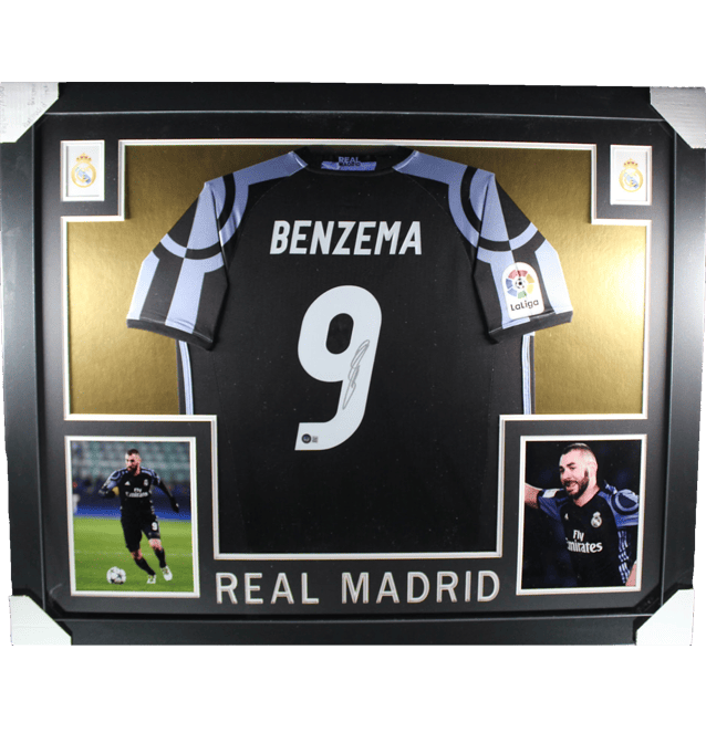 Framed Karim Benzema Signed Real Madrid Jersey – Beckett COA