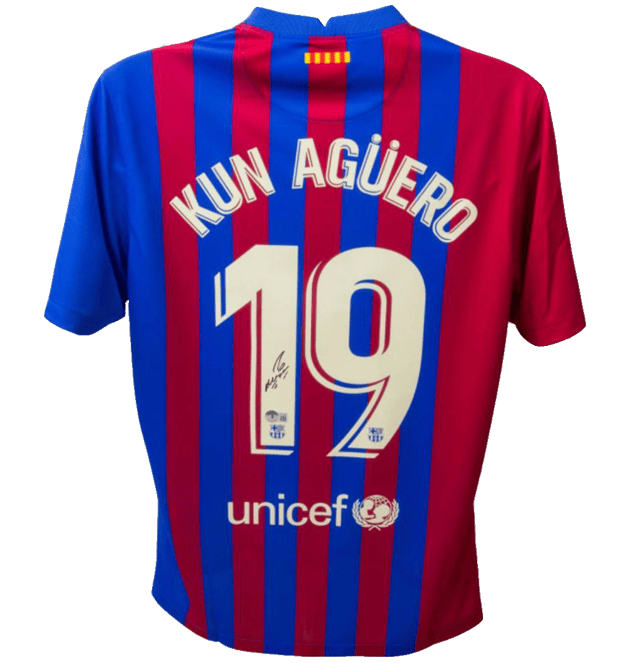 Sergio Aguero Signed Barcelona Jersey – Beckett COA