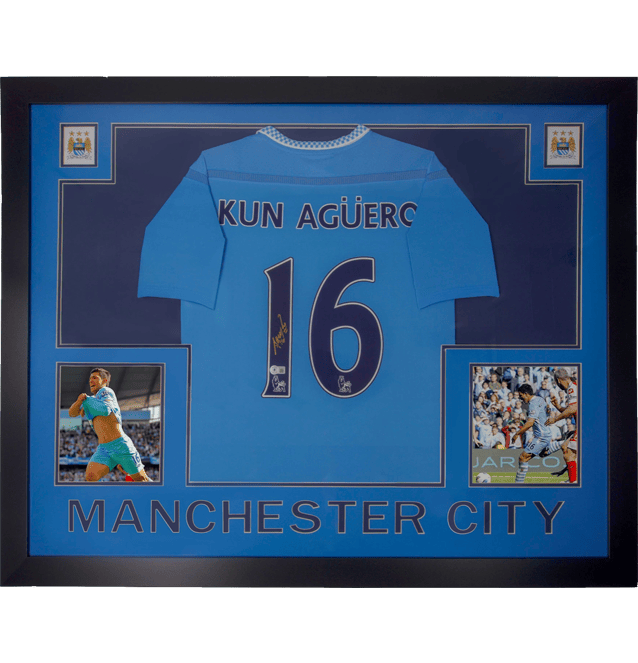 Framed Sergio Aguero Signed Manchester City Jersey – Beckett COA