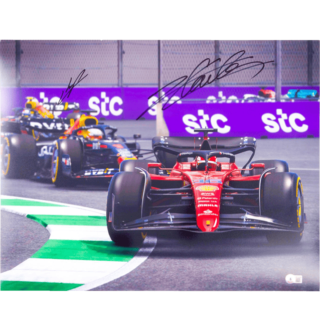 Sergio Perez & Charles Leclerc Signed F1 Print – Beckett COA