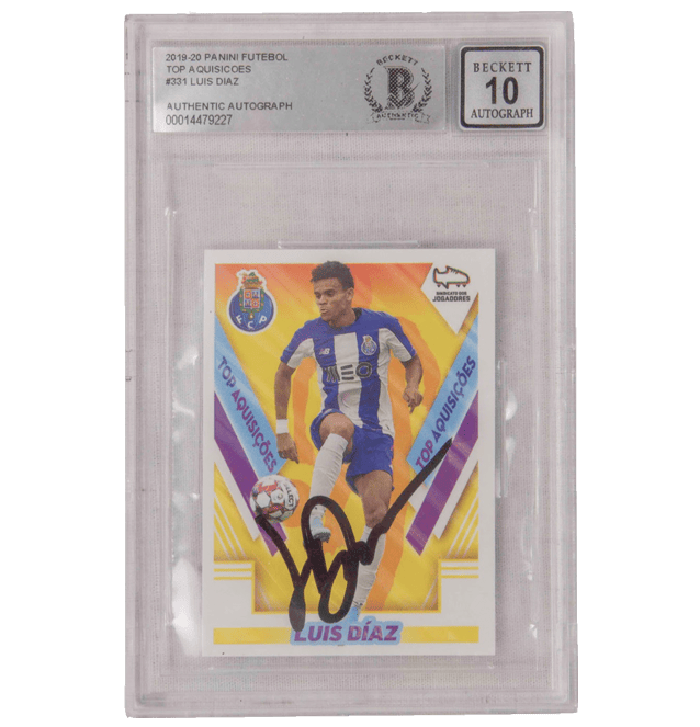 Luis Diaz Signed 2019-20 Panini Futebol Rookie Sticker – BGS 10