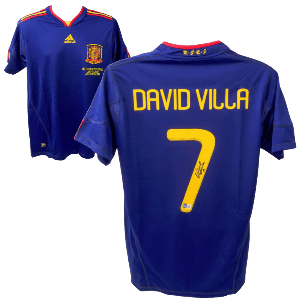 David Villa Signed Spain 2010 World Cup Final Soccer Jersey #7 – Beckett COA