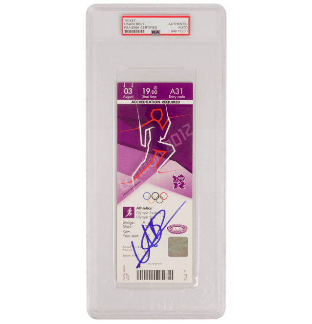 Usain Bolt Signed 2012 London Olympics Ticket August 3 – PSA Authentic
