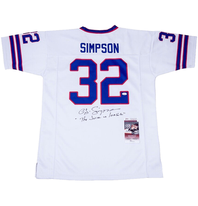 OJ Simpson Signed White Buffalo Bills Jersey Inscribed “The Juice is Loose”