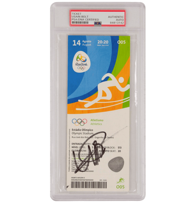 Usain Bolt Signed 2016 Rio Olympics Ticket August 14 – PSA Authentic