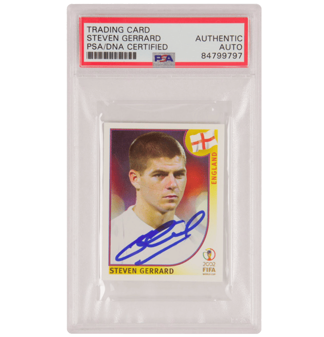 Steven Gerrard Signed 2002 World Cup Sticker #432 – PSA Authentic