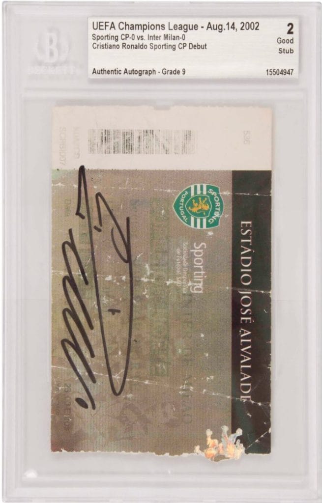Cristiano Ronaldo Signed 2002 Sporting Debut Ticket – BGS 2