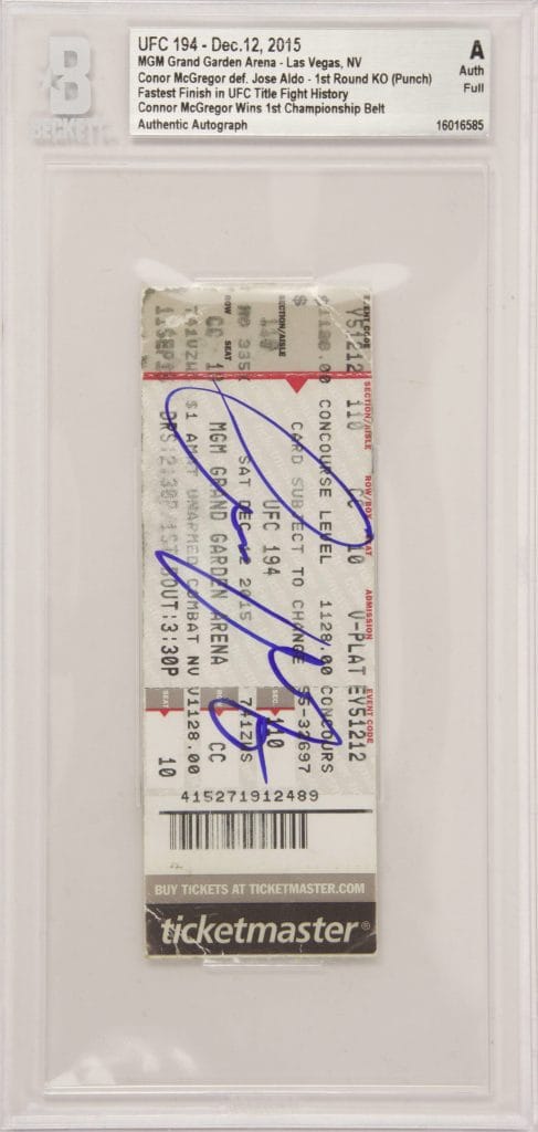 Conor Mcgregor Signed UFC Title Fight 1st Round KO Ticket – BGS Authentic