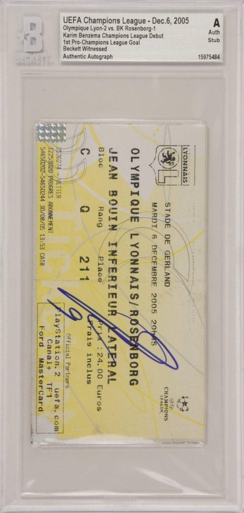 Karim Benzema Signed 2005 1st UCL Game/Goal Ticket – BGS Authentic
