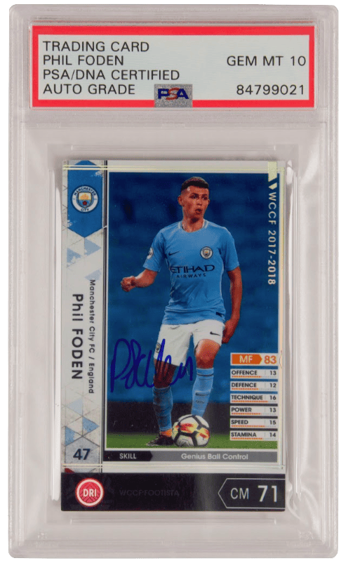Phil Foden Signed Panini WCCF Rookie – PSA 10