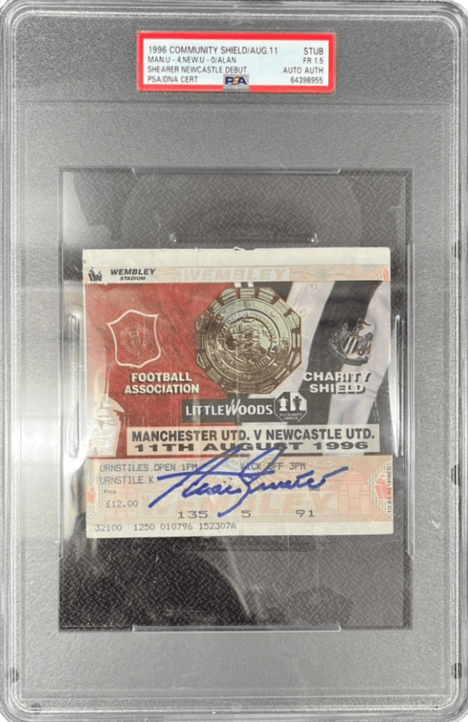 Shearer Signed Newcastle Debut Ticket – PSA Authentic