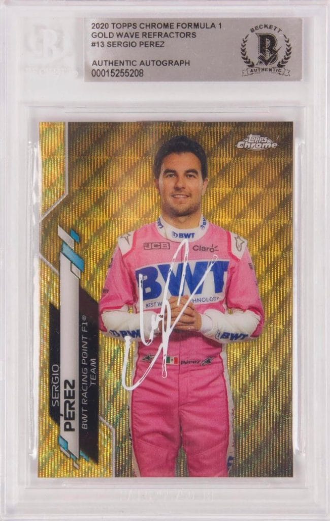 Sergio Perez Signed 2020 Topps Chrome F1 Gold Wave /50 – BGS Authentic