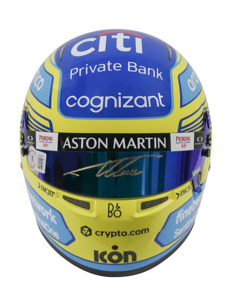 Fernando Alonso Signed Aston Martin F1 Helmet 1:2 Scale – Beckett COA