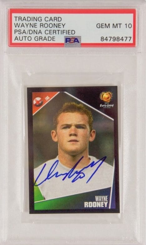 Wayne Rooney Signed Panini Euro 2004 Rookie Sticker – PSA 10