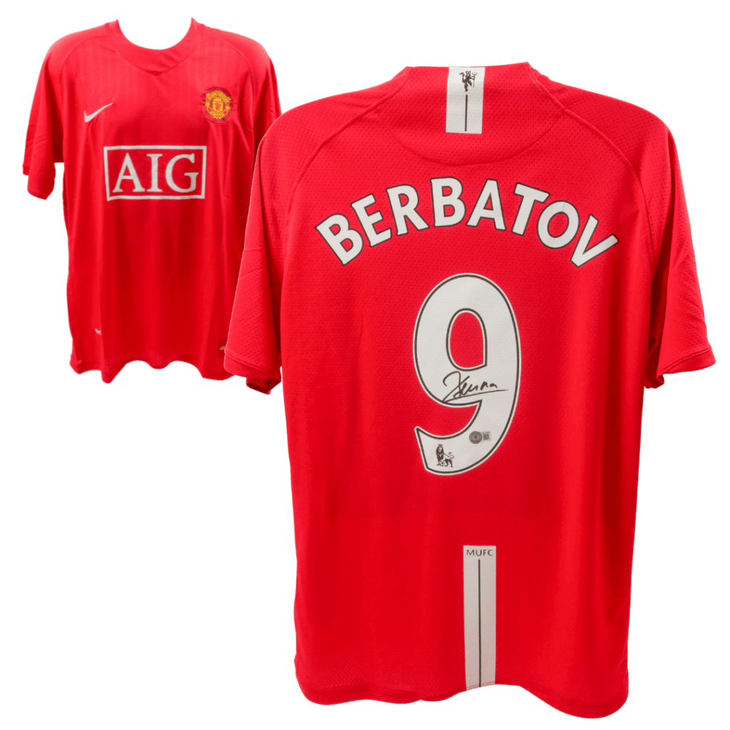 Dimitar Berbatov Signed Manchester United Home Soccer Jersey #9 – Beckett COA