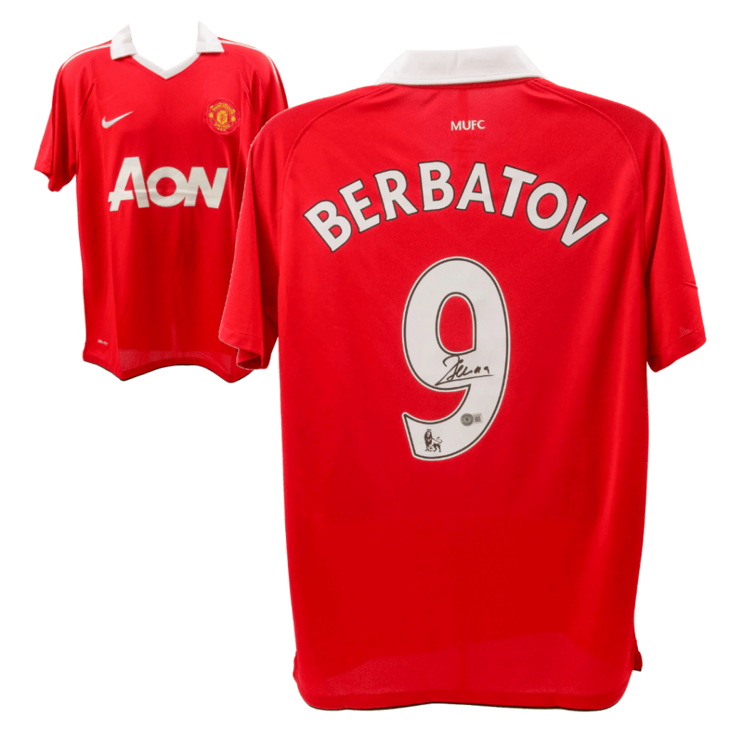 Dimitar Berbatov Signed Manchester United Home Soccer Jersey #9 – Beckett COA