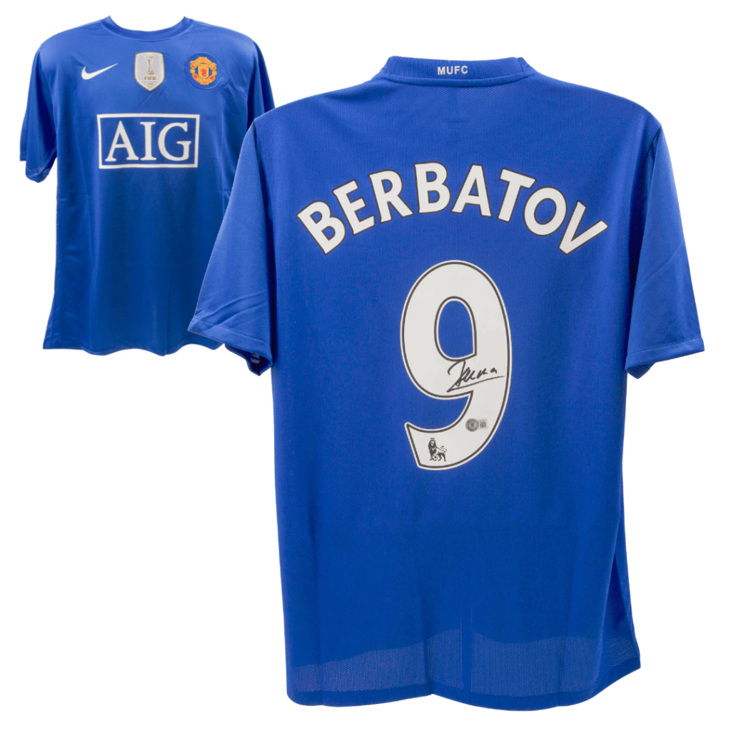 Dimitar Berbatov Signed Manchester United Away Soccer Jersey #9 – Beckett COA