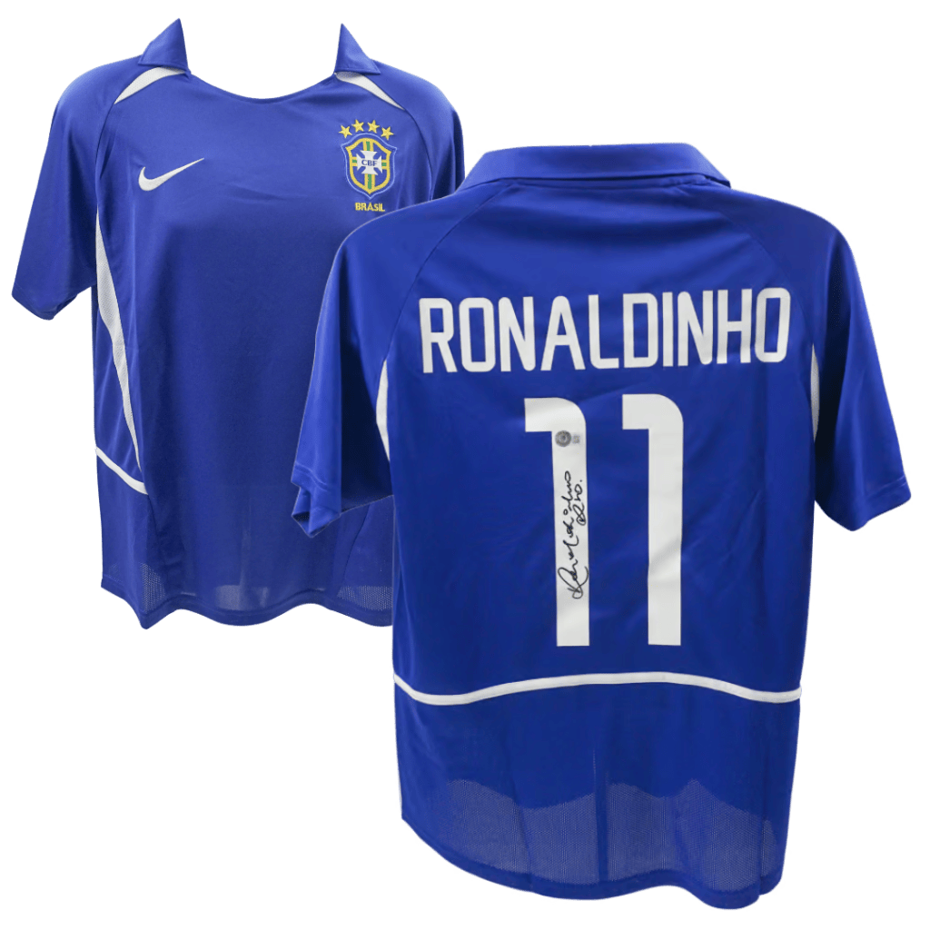 Ronaldinho Signed 2002 Brazil Away Jersey – Beckett COA