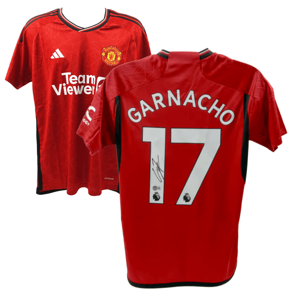 Alejandro Garnacho Signed Premier League Manchester United Red Home Jersey – Beckett COA