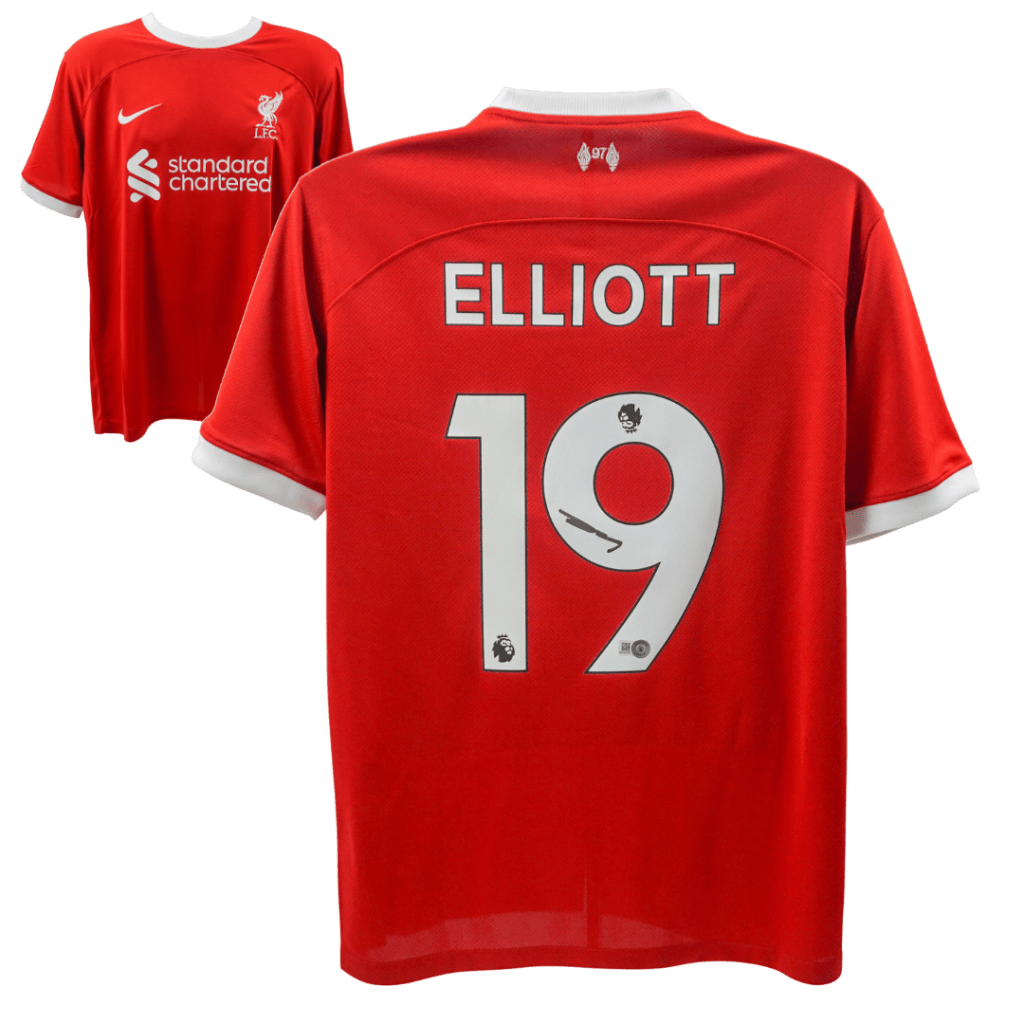 Harvey Elliott Signed Liverpool Home Soccer Jersey #19 – Beckett COA