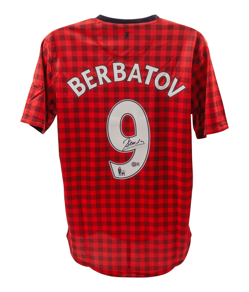 Dimitar Berbatov Signed Manchester United Red Checkered Home Jersey -Beckett COA