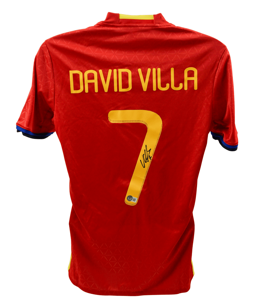 David Villa Signed Adidas Spain Home Jersey #7 – Beckett COA