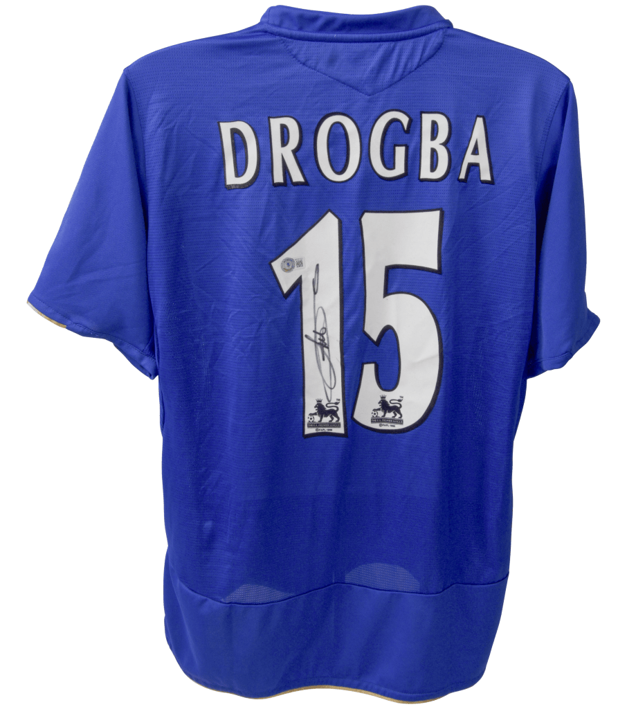 Didier Drogba Signed Umbro Blue Chelsea Home Jersey #15 – Beckett COA
