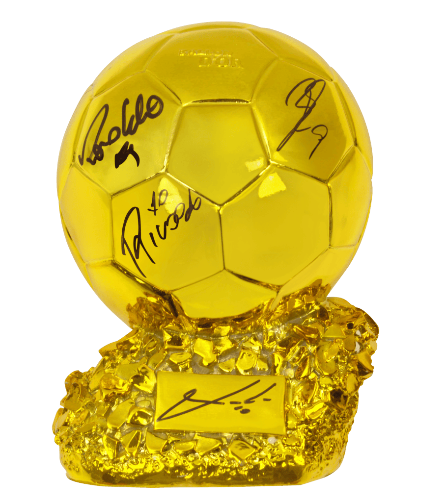 Ronaldo Nazario, Kaka, Benzema, Modric, Rivaldo Signed Ballon dOr Trophy – COA