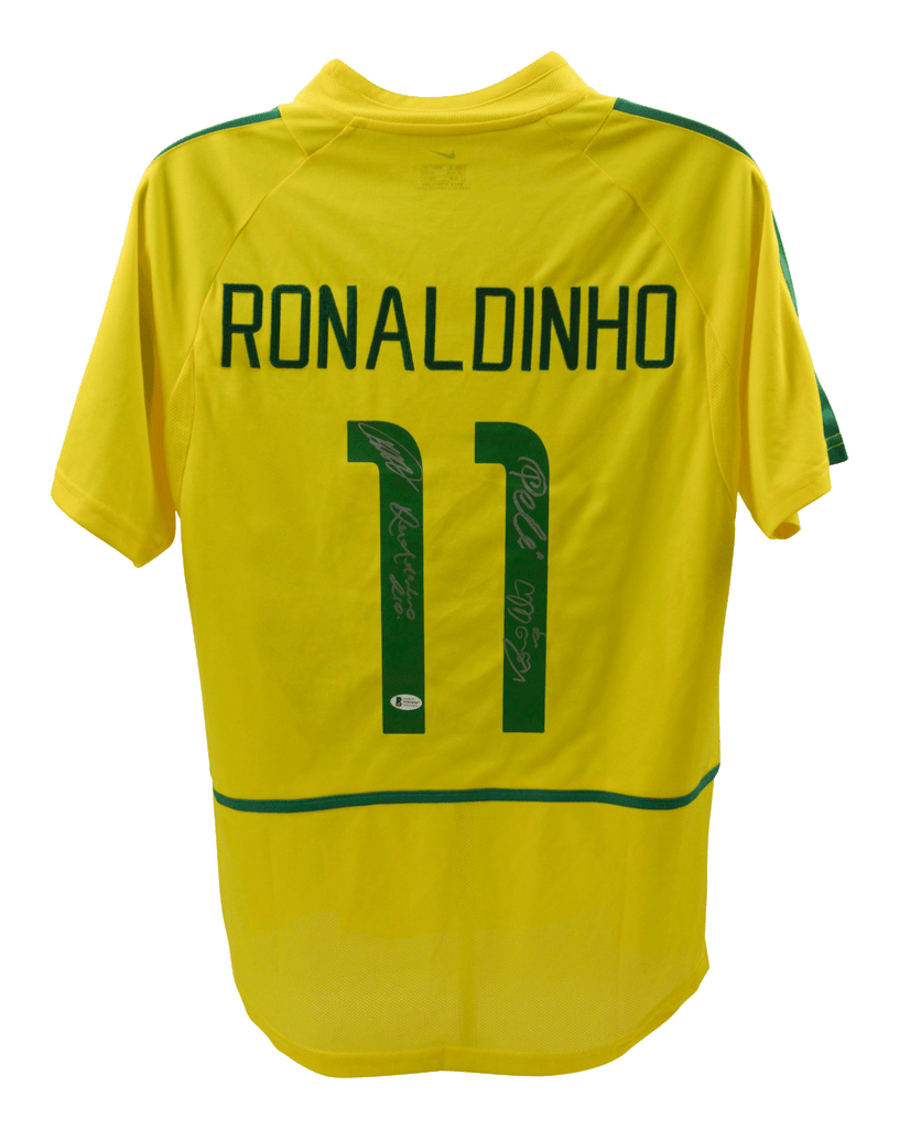 Ronaldinho, Pele, Ronaldo Nazario & Kaka Signed Brazil #11 Jersey – Beckett COA