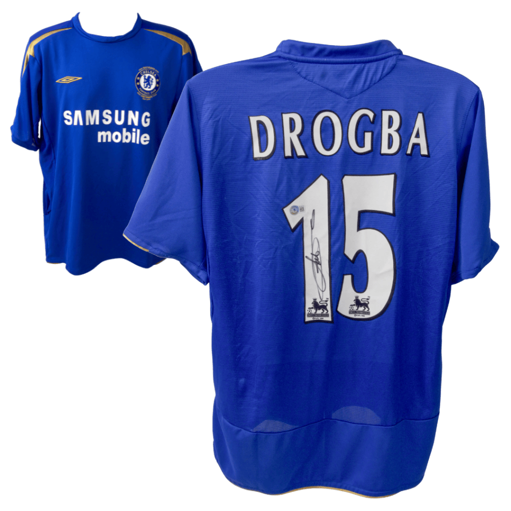 Didier Drogba Signed Umbro Blue Chelsea Home Jersey #15 – Beckett COA