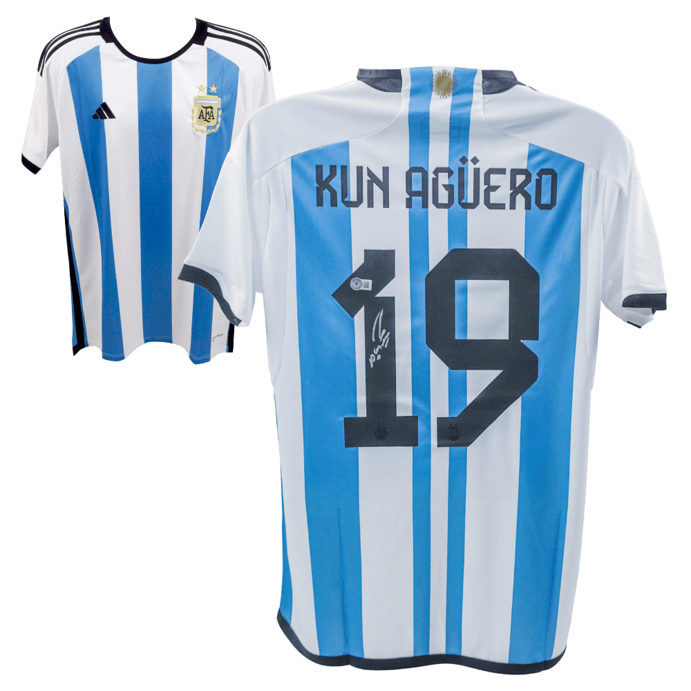 Sergio Aguero Signed Argentina Soccer Jersey #19 – Beckett COA