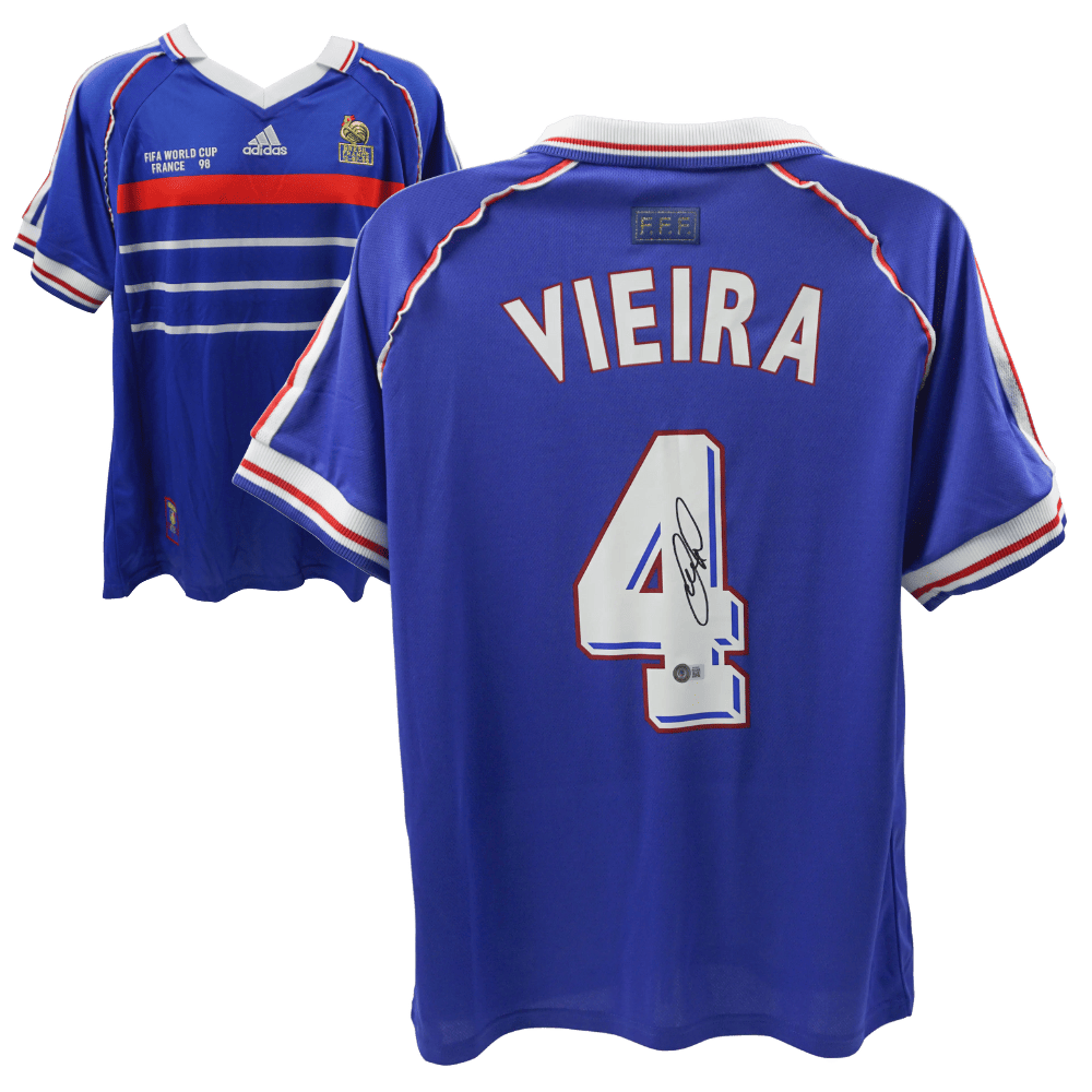 Patrick Vieira Signed France 1998 World Cup Soccer Jersey #4 – Beckett COA