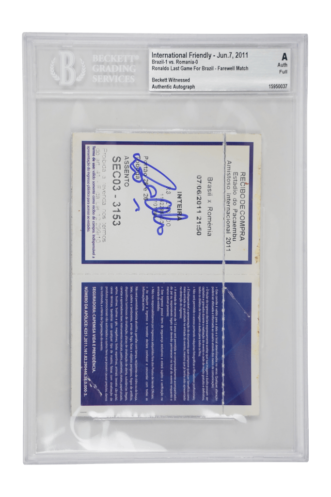 Ronaldo Nazario Signed 2011 Friendly Ticket R9 Final Brazil Game – BGS Authentic