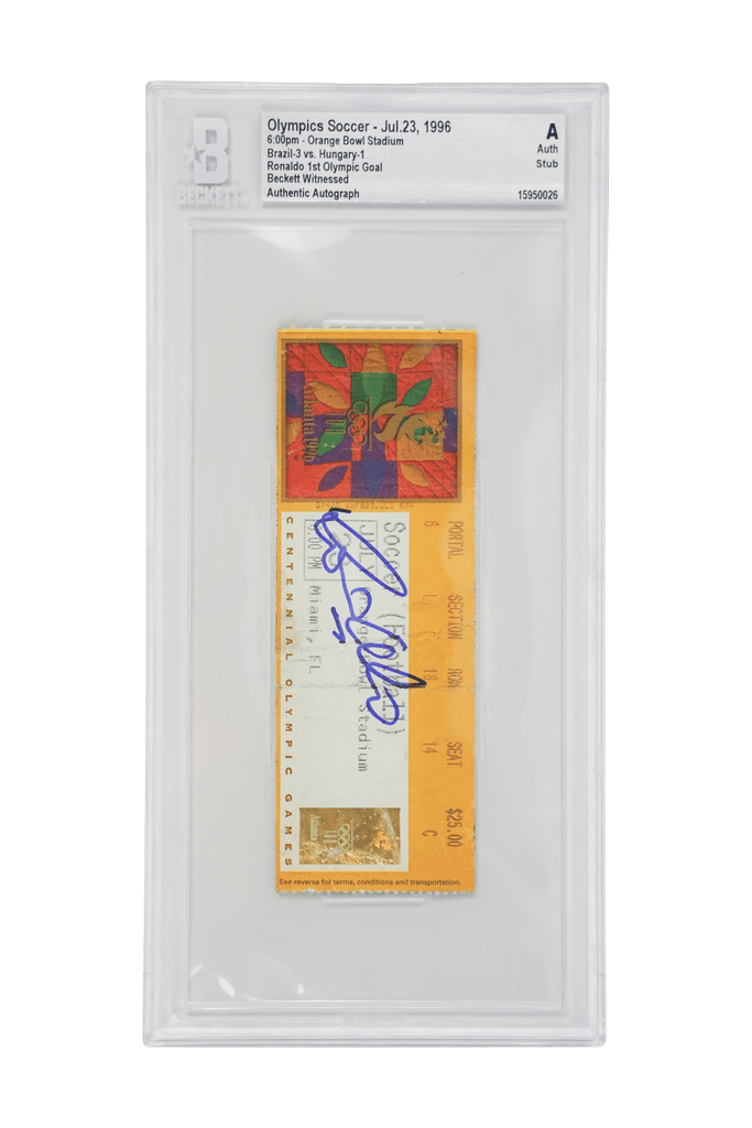Ronaldo Nazario Signed 1996 Olympic Ticket R9 First Olympic Goal – BGS Authentic