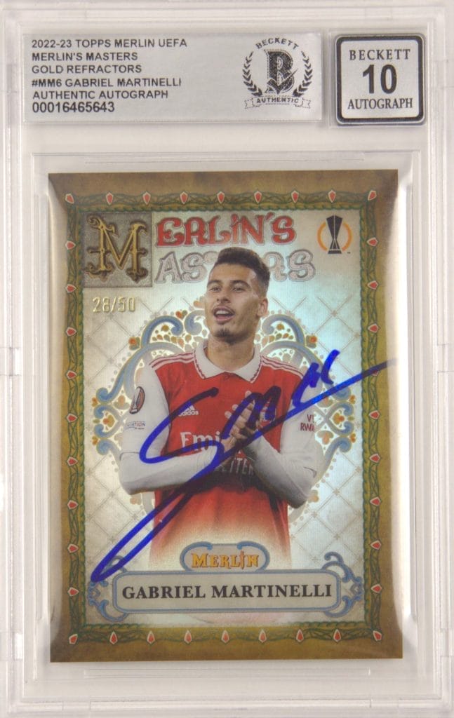 Gabriel Martinelli Signed 2022 Topps Merlin Masters Gold Refractor /50 – BGS 10