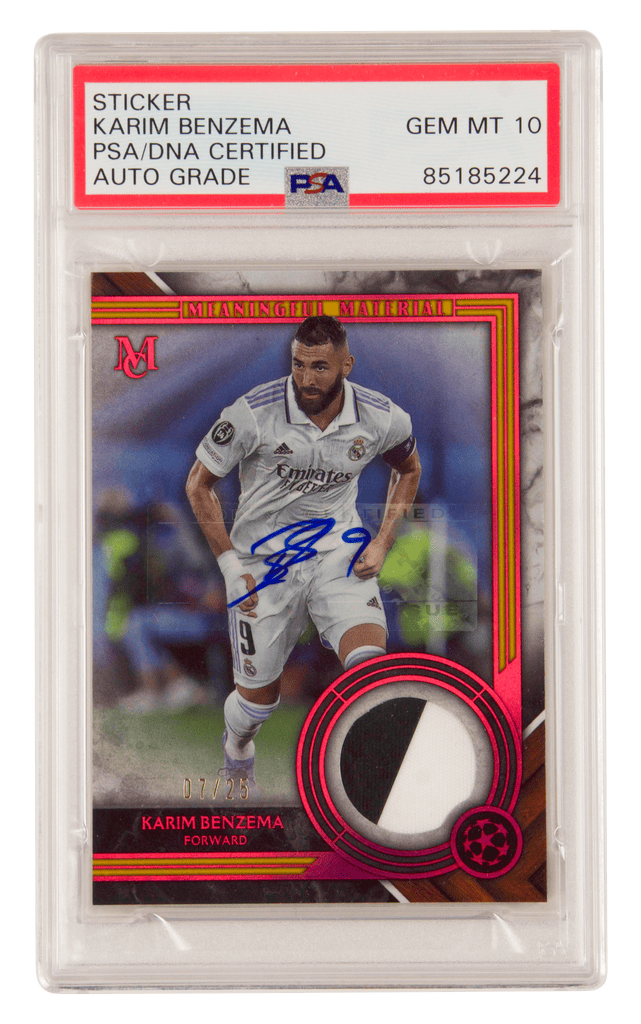 Karim Benzema Signed 2022 Topps Museum Player Worn Patch Ruby /25 – PSA 10